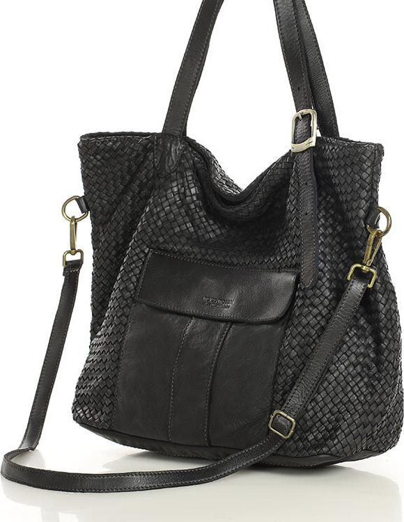 MARCO MAZZINI Veľká čierna tkaná kabelka (v250a) Veľkosť: ONE SIZE