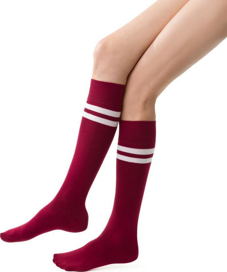 Vínové dámske podkolienky s prúžkami Art.072 OM011, BURGUNDY Veľkosť: 38/40