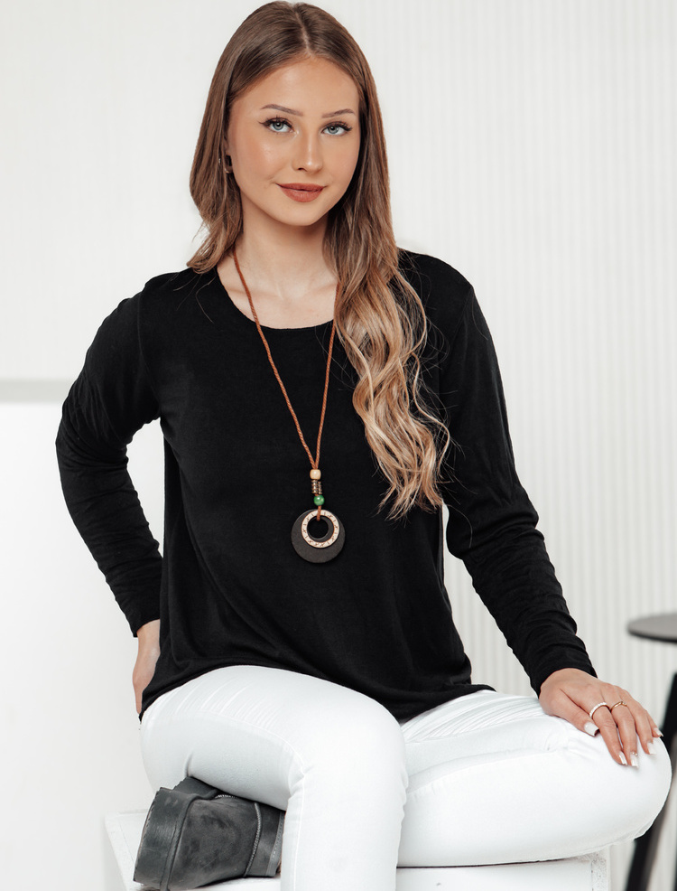 Čierne dámske tričko s dlhým rukávom a príveskom LUCERIA RY2674 Veľkosť: ONE SIZE