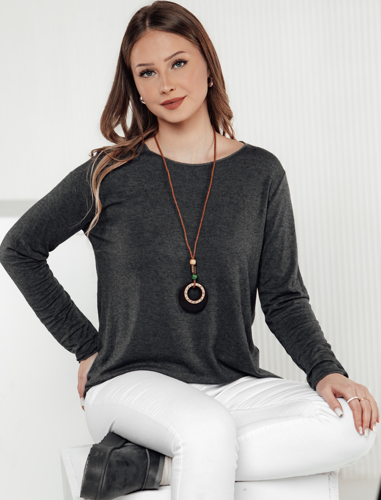 Tmavosivé dámske tričko s dlhým rukávom a príveskom LUCERIA RY2675 Veľkosť: ONE SIZE