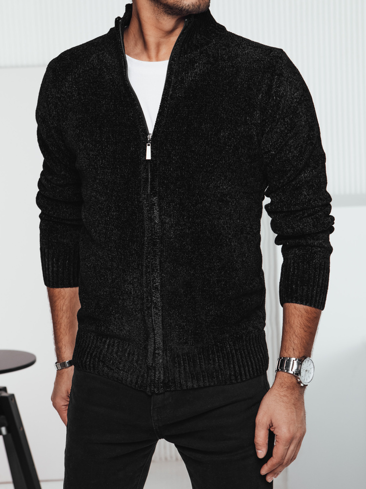 Pánsky čierny sveter so zapínaním na zips WX2232 Veľkosť: M