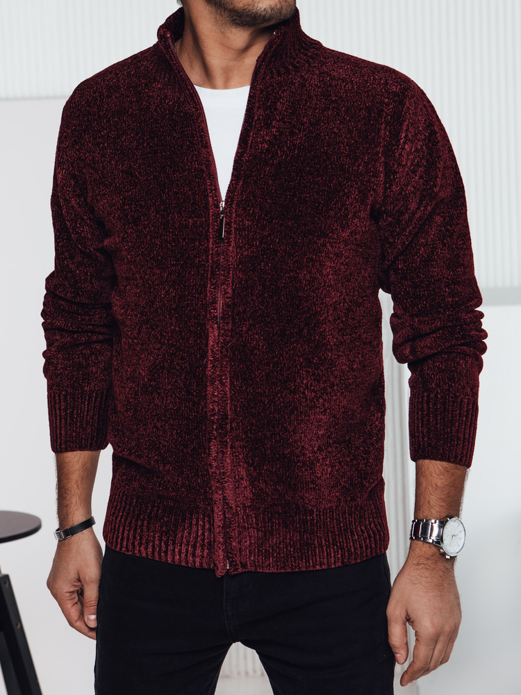 Pánsky vínový sveter so zapínaním na zips WX2233 Veľkosť: 2XL