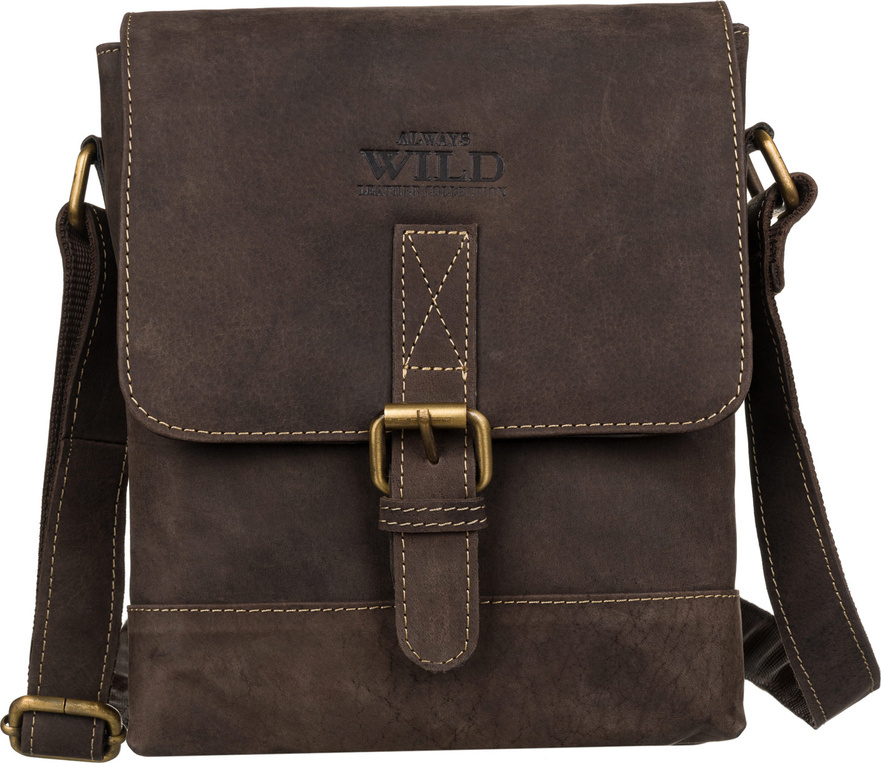 Always Wild Tmavohnedá pánska kožená taška cez rameno MN-9-MH Veľkosť: ONE SIZE