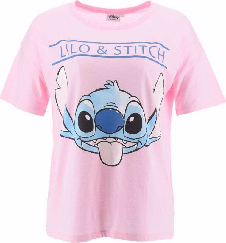 Svetloružové dámske tričko s krátkym rukávom Stitch Veľkosť: S