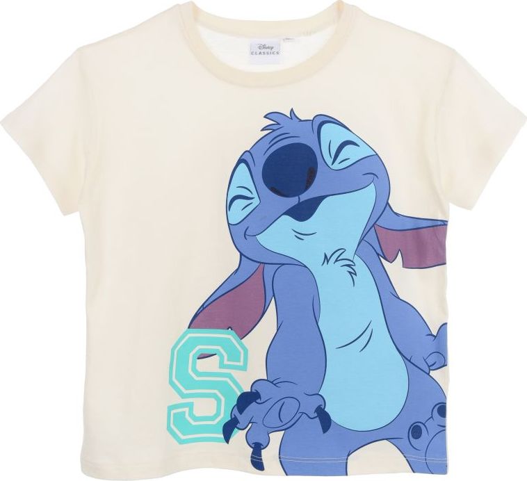 Smotanové dievčenské bavlnené tričko Stitch Veľkosť: 116