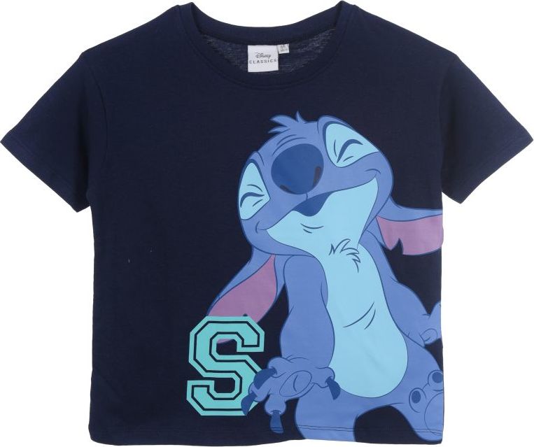 Tmavomodré dievčenské bavlnené tričko Stitch Veľkosť: 116
