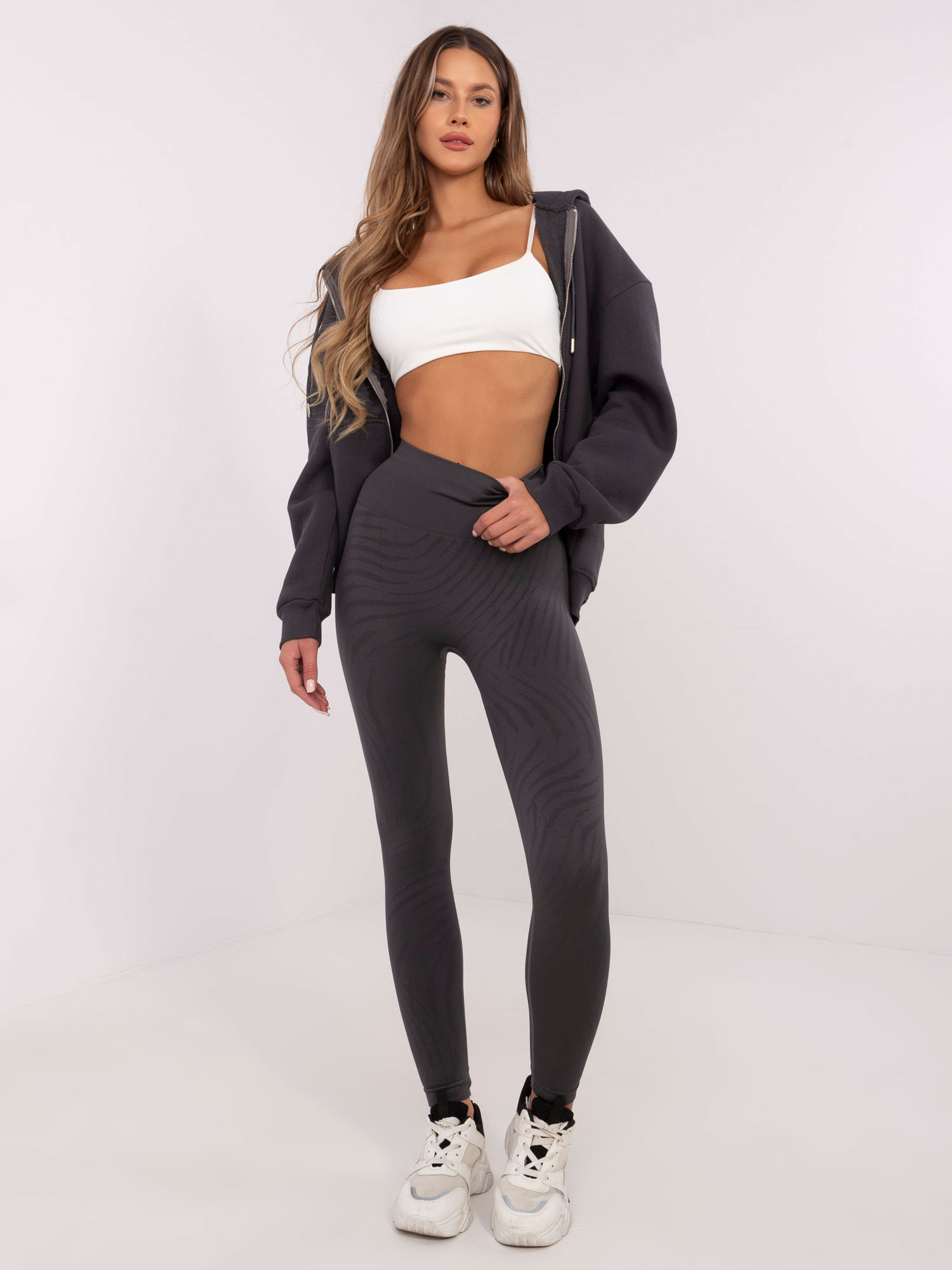 Tmavosivé dámske tvarujúce legíny s push-up efektom NM-LG-NOU009.39-dark grey Veľkosť: M/L