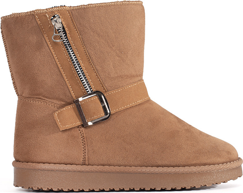 Svetlohnedé dámske válenky s ozdobnou sponou a zipsom AB-6C/C Veľkosť: 39