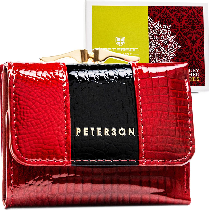Peterson Červeno-čierna dámska peňaženka imitujúca krokodíliu kožu Y770 PTN PH32-3-RS Veľkosť: ONE SIZE