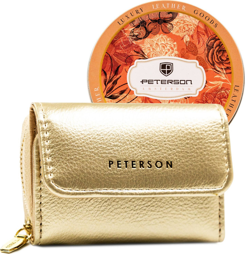 Peterson Zlatá dámska malá peňaženka so zapínaním na patent Y755 PTN 011-WEI-PUS Veľkosť: ONE SIZE