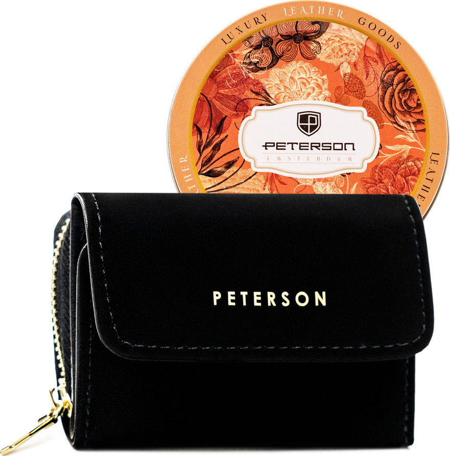 Peterson Čierna malá peňaženka so zlatými akcentmi Y753 PTN 011-WEI-PUS Veľkosť: ONE SIZE