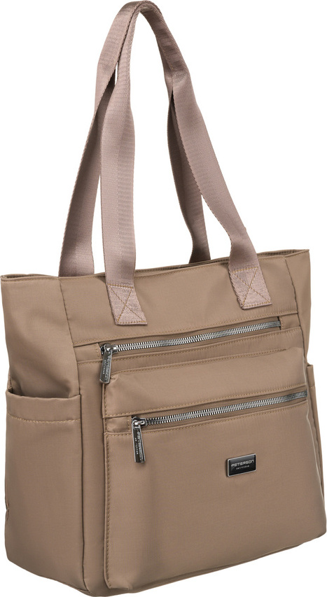 Peterson Béžová dámska shopper kabelka so strieborným kovaním PTN CTY-06 Veľkosť: ONE SIZE