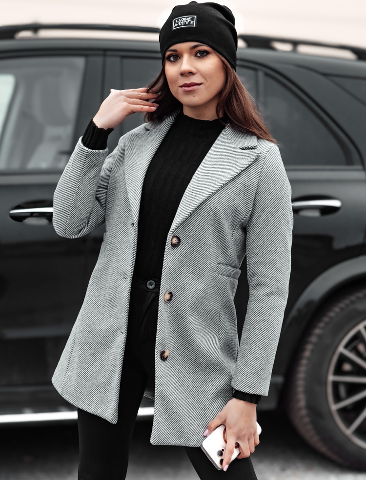 Sivý dámsky štýlový kabát BELVEONE NY0733 Veľkosť: ONE SIZE