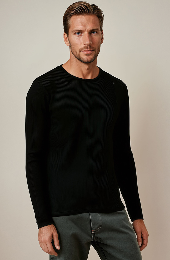 Čierny štýlový pánsky sveter WX2308 Veľkosť: S