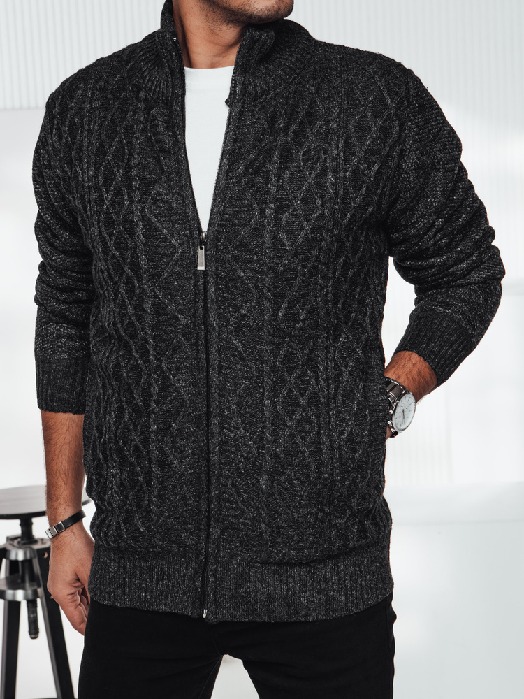 Pánsky tmavosivý sveter so zapínaním na zips WX2252 Veľkosť: 2XL