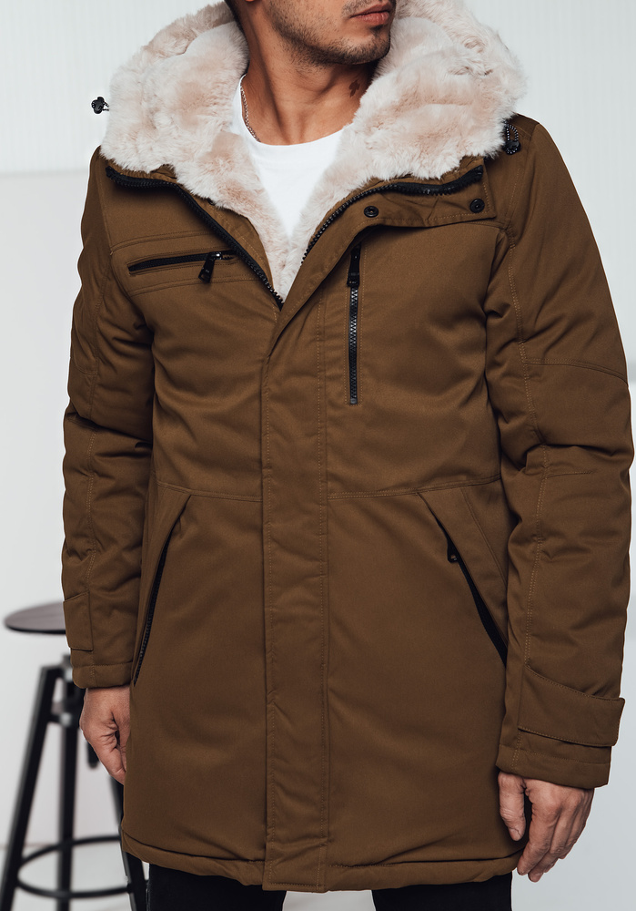 Pánska hnedá zimná parka s kapucňou TX4968 Veľkosť: 2XL/54