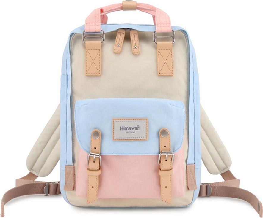 Himawari Krémovo-modro-ružový štýlový dámsky batoh s priehradkou na notebook 188L Veľkosť: ONE SIZE