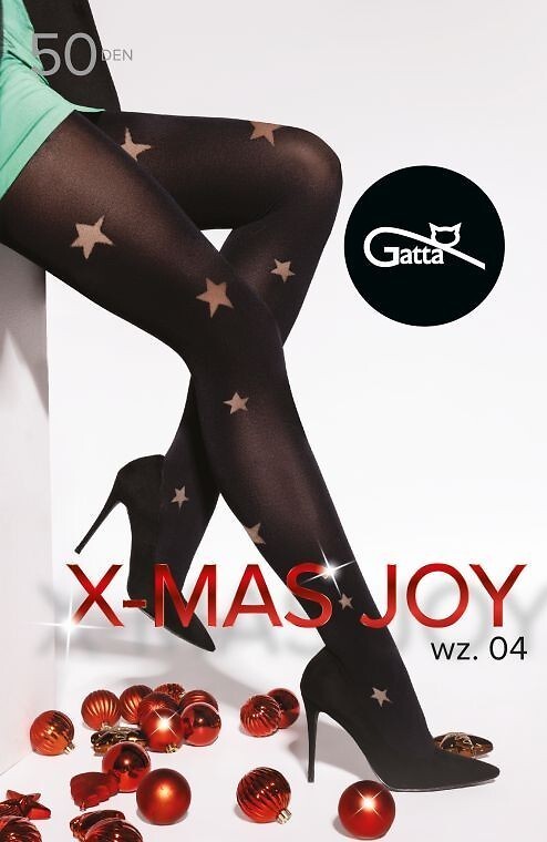 Čierne dámske silonky s vianočným vzorom Gatta X-Mas Joy 50 deň wz.04 5-XL Veľkosť: XL, Barva: čierna