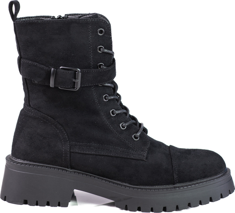 Semišové čierne workery s prackou 8363-GA-B Veľkosť: 37