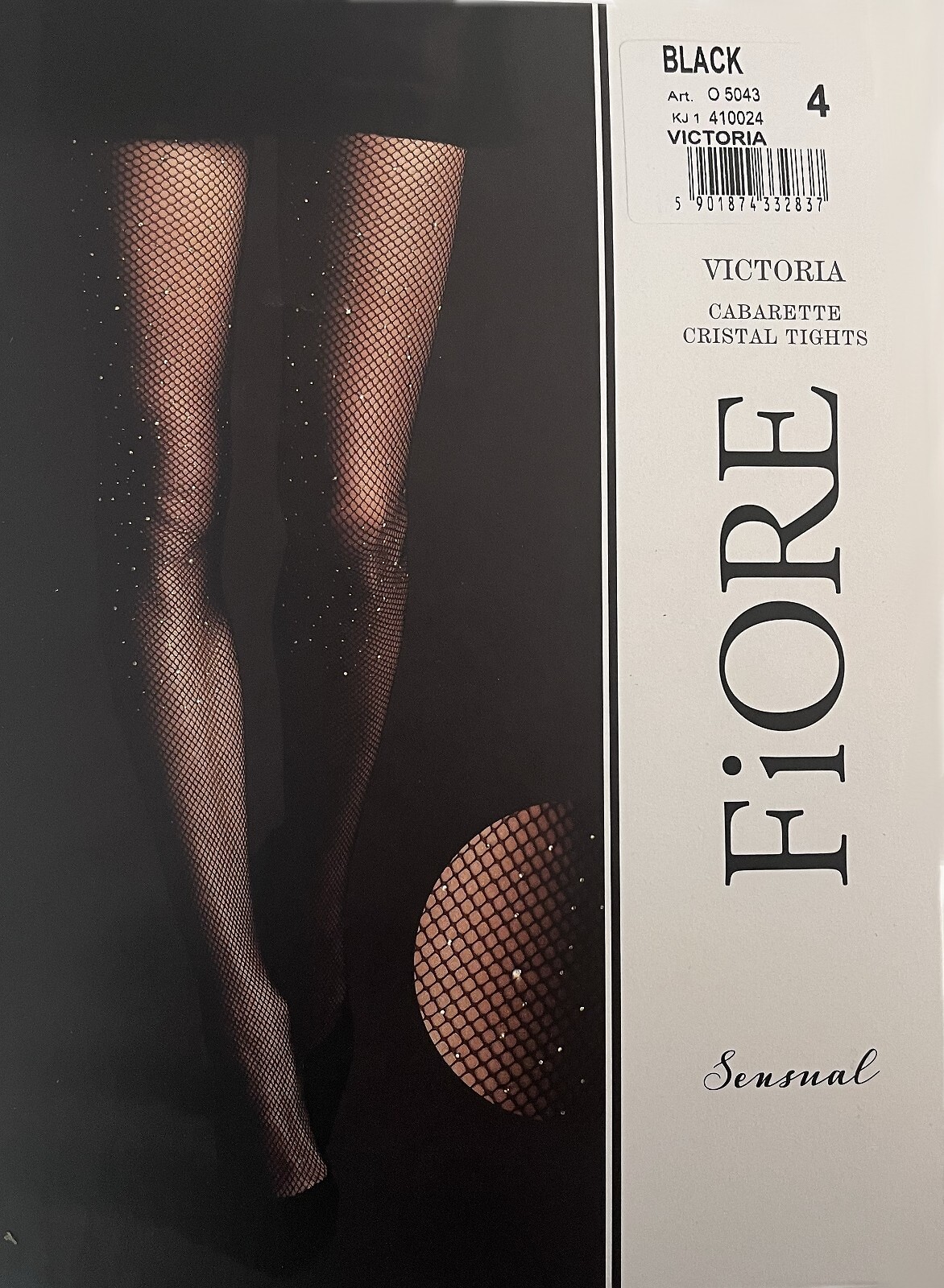 Čierne dámske sieťované silonky Fiore O 5043 Victoria Lurex 2-4 Veľkosť: M, Barva: čierna