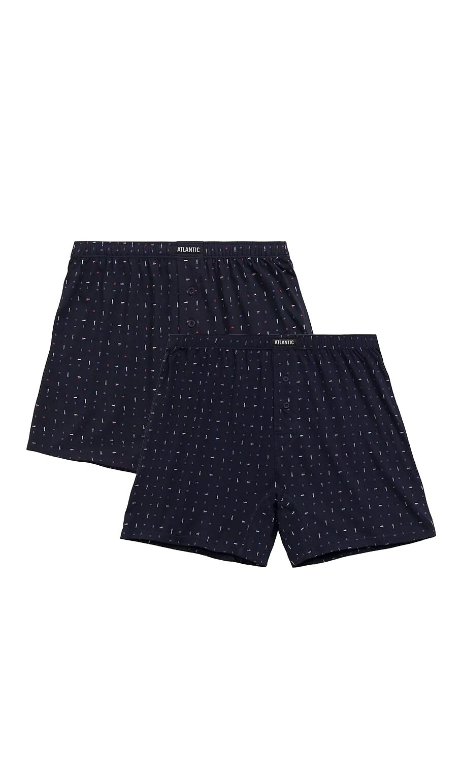 Sada 2 bavlnených trenírok so vzormi Atlantic 2MBX-056 A'2 S-2XL Veľkosť: 2XL, Barva: tmavomodrá