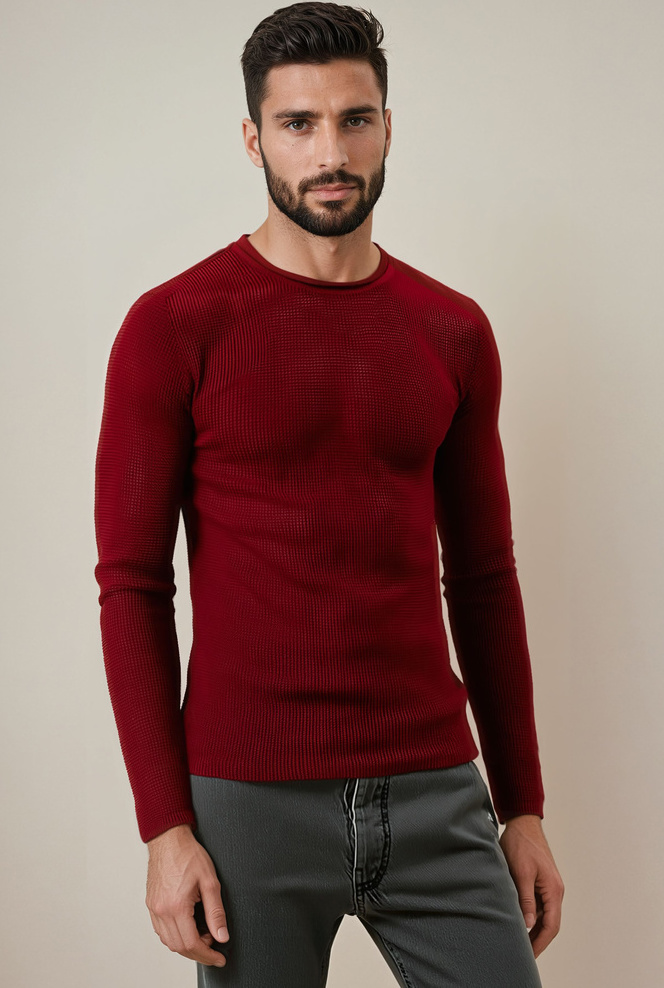 Vínový pánsky sveter WX2295 Veľkosť: M