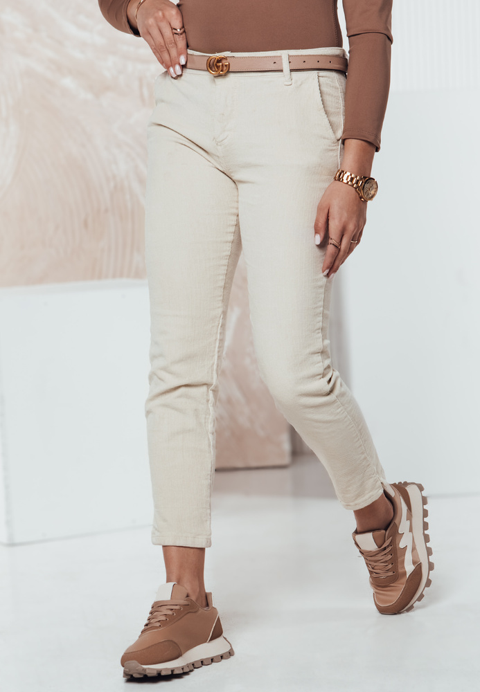 Smotanové dámske menčestrové nohavice CORDFINE UY2301 Veľkosť: M