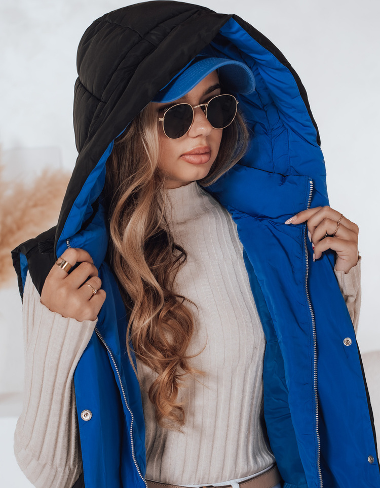 Čierna dámska prešívaná vesta s kapucňou TY2305 Veľkosť: S/M