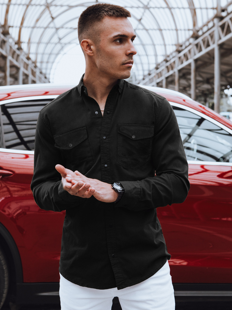 Čierna pánska džínsová košeľa DX2373 Veľkosť: 2XL