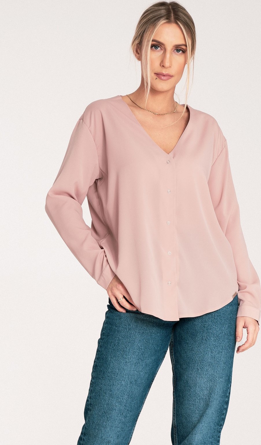 Dámska béžová košeľa s dlhým rukávom M1070 Beige Veľkosť: S