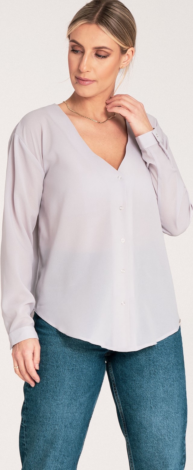 Dámska sivá košeľa s dlhým rukávom M1070 Grey Veľkosť: M