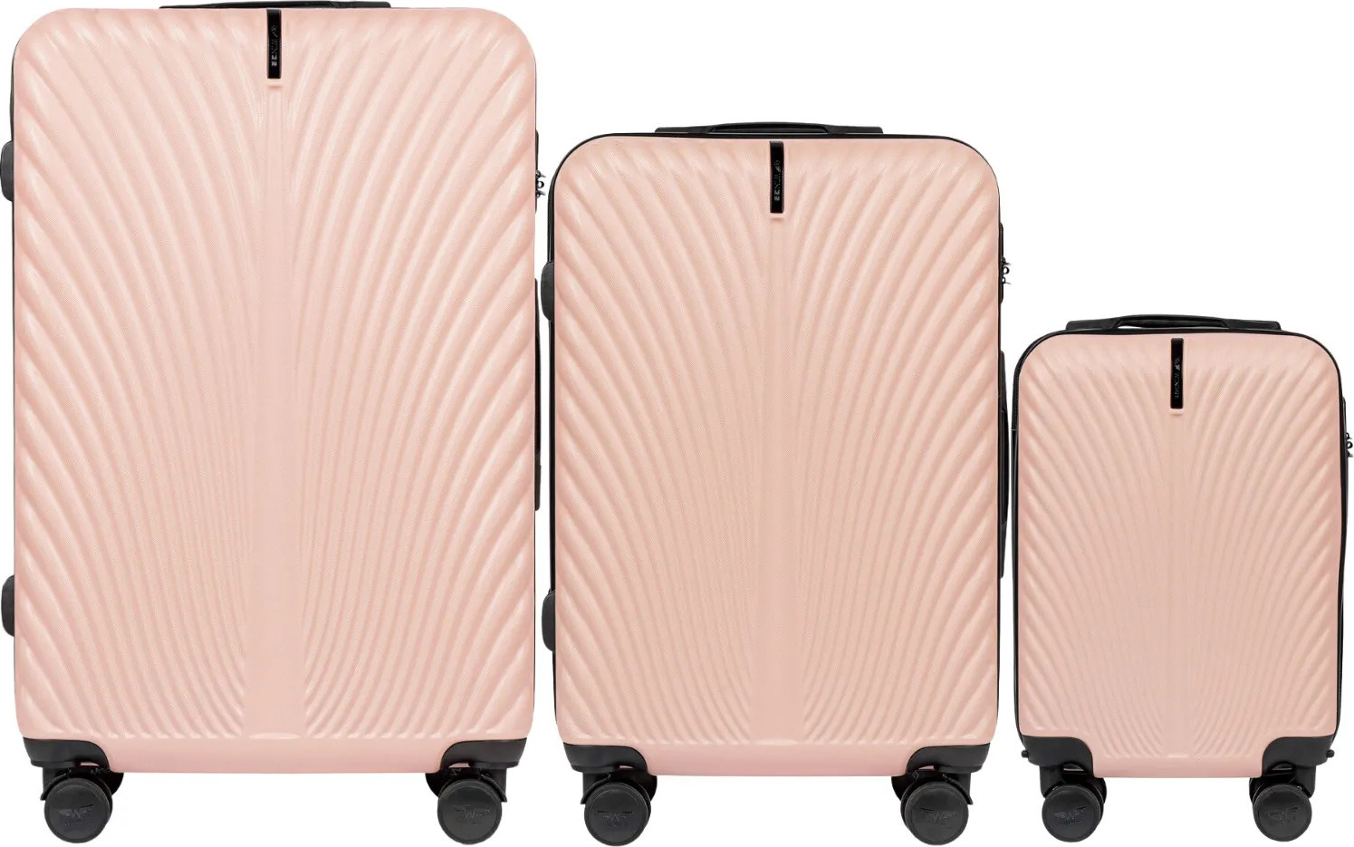 Púdrová sada 3 kufrov SN120-3, Set of 3 suitcases (L, M, XS) Wings ABS+, Pink Veľkosť: Sada kufrov