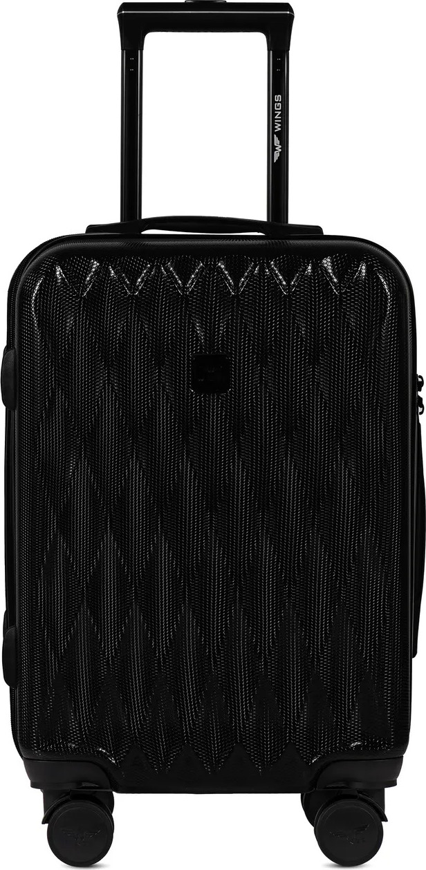 Čierny cestovný kufor s krúteným vzorom GOLDEN EAGLE veľ. S PC190, Cabin suitcase Wings S, Black Polycarbonate Veľkosť: Kabinová
