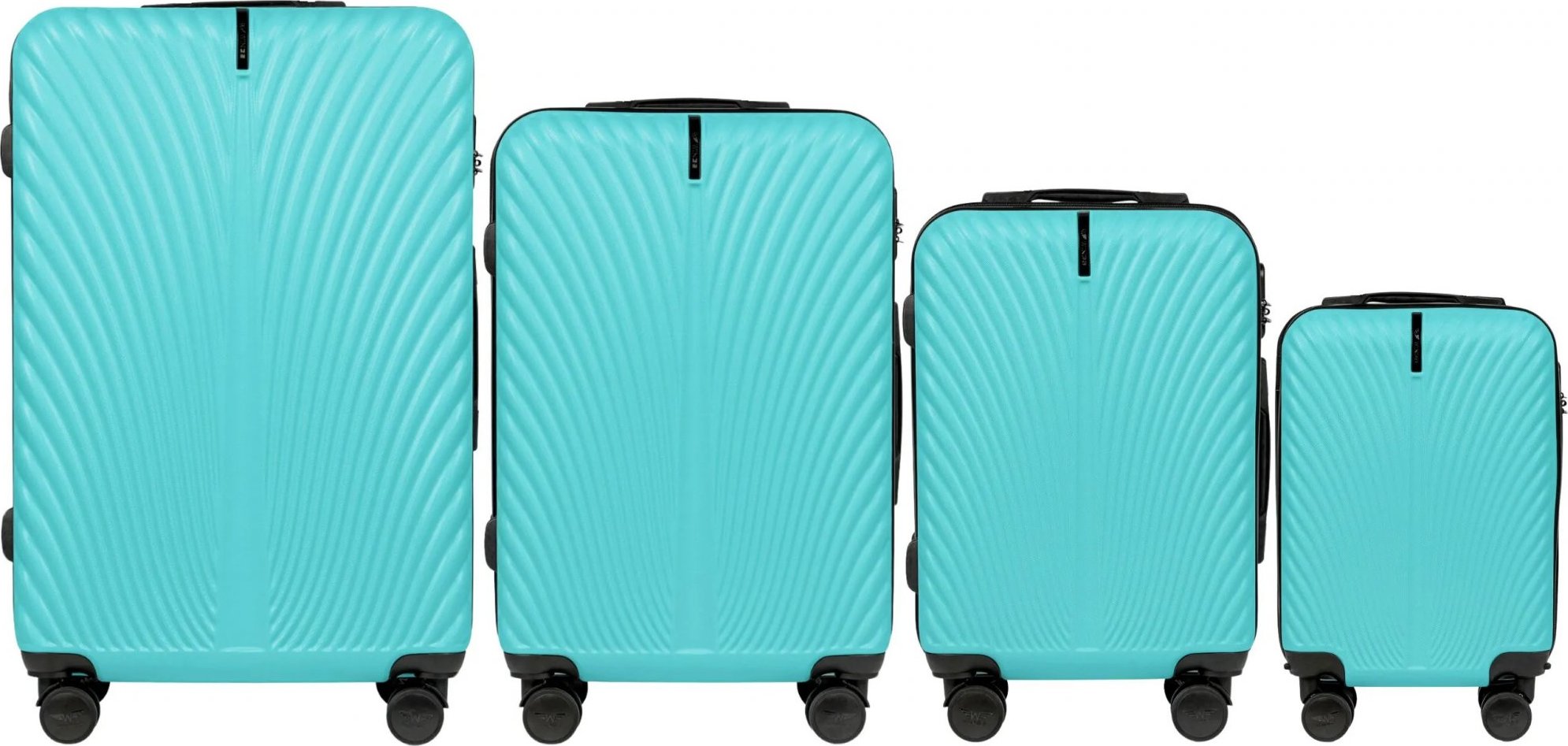 Tyrkysová 4dielna sada škrupinových kufrov SWAN SN120-4, Set of 4 suitcases (L, M, S, XS) Wings ABS+, LIGHT BLUE Veľkosť: Sada kufrov