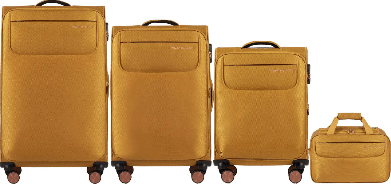 Horčicová sada cestovných kufrov a príručnej batožiny TRN01 Set of 3 suitcases (L, M, S) Wings, Yellow + carry-on bag Veľkosť: Sada kufrov
