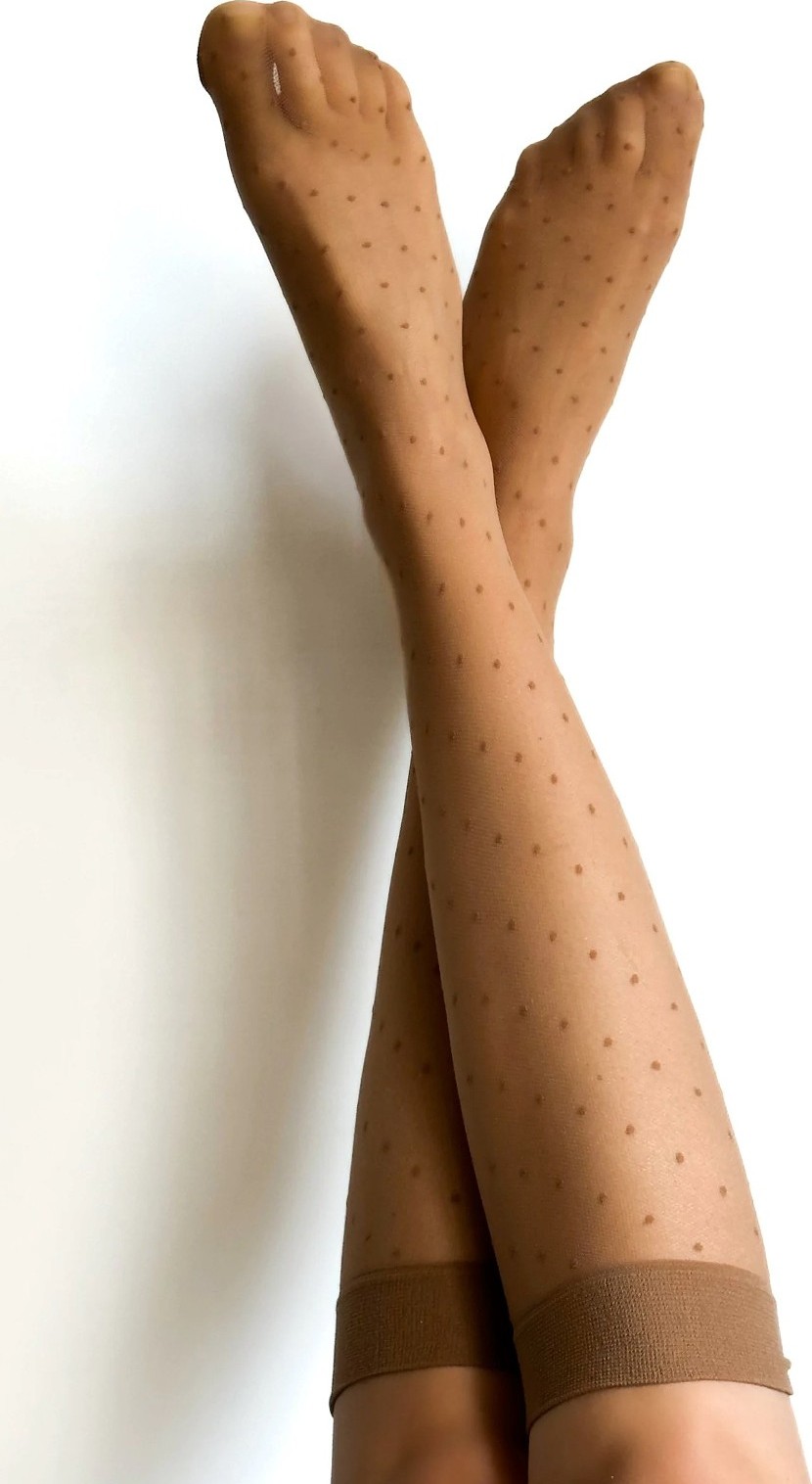 Vzorované silonkové podkolienky Veneziana Puntini Veľkosť: ONE SIZE, Barva: tmavohnedá