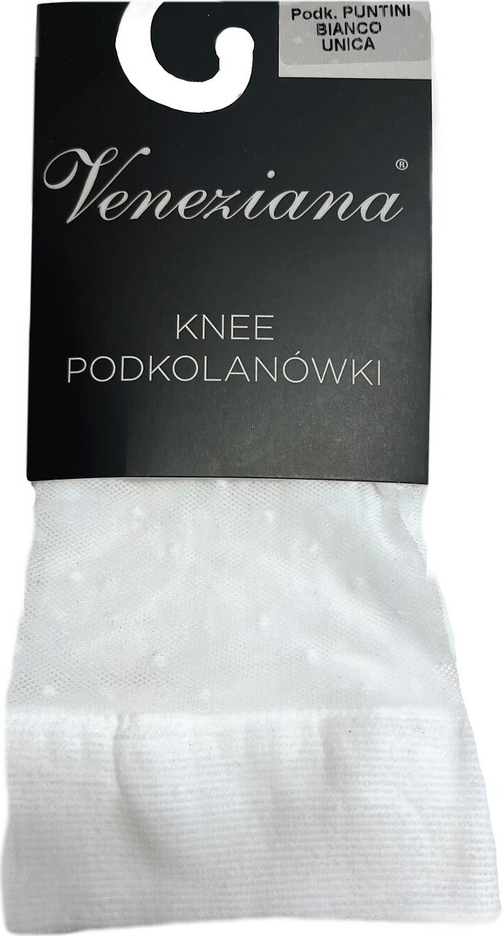Vzorované silonkové podkolienky Veneziana Puntini Veľkosť: ONE SIZE, Barva: biela