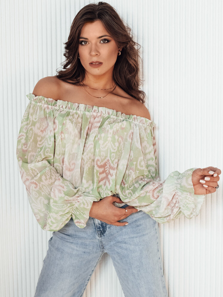 Svetlozelená blúzka so spadnutými ramenami MORALES RY2369 Veľkosť: ONE SIZE