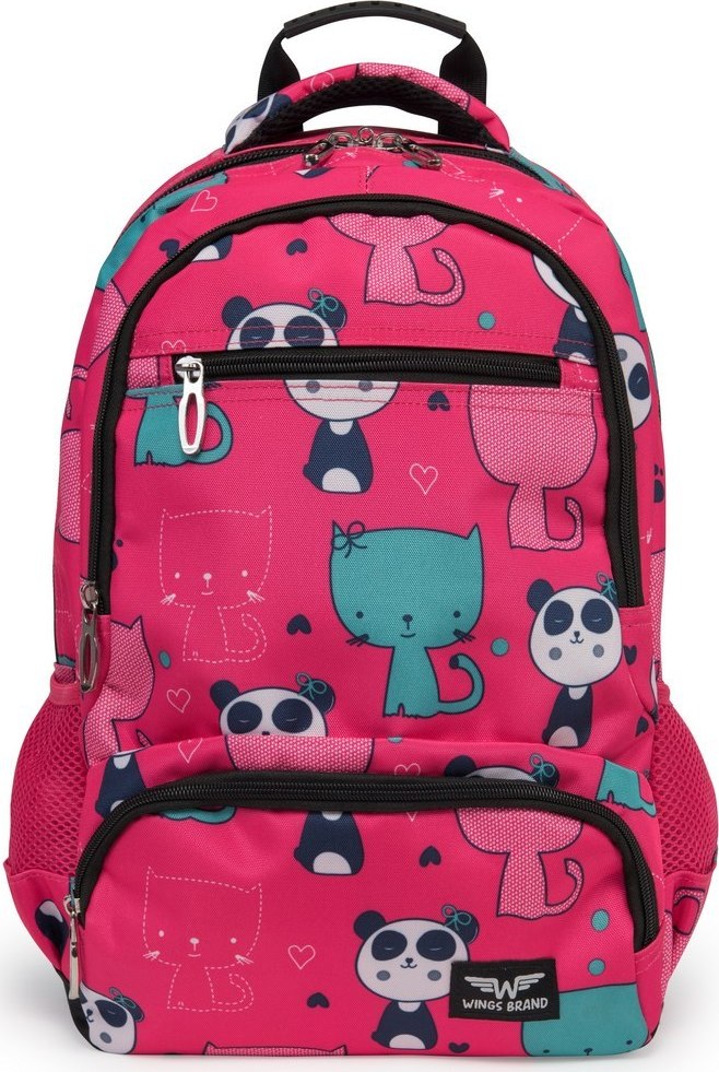 Ružový batoh s púzdrom - Panda Veľkosť: ONE SIZE