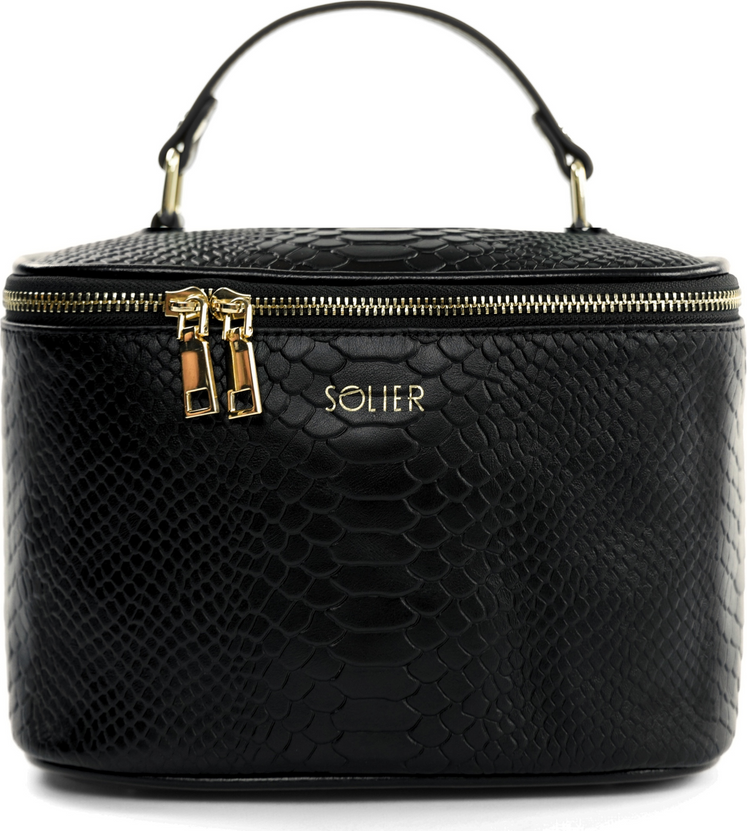 SOLIER Čierna vzorovaná kozmetická taška SW01 FK01 BLACK SNAKE Veľkosť: ONE SIZE