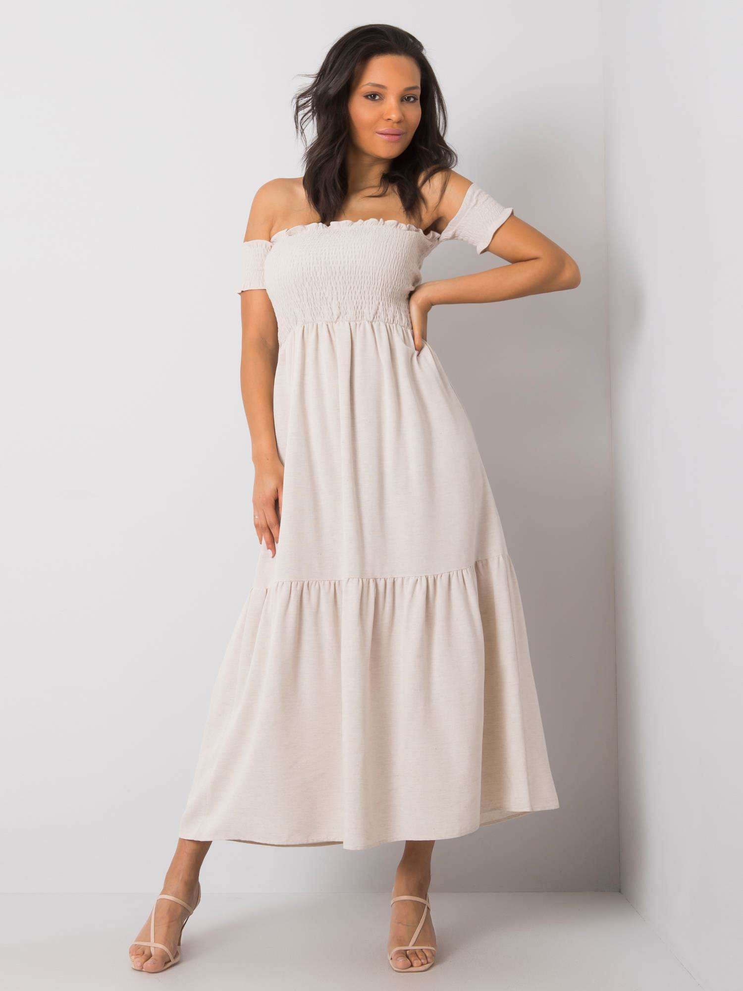 Béžové dámske maxi šaty 346-SK-009.51-beige Veľkosť: XL
