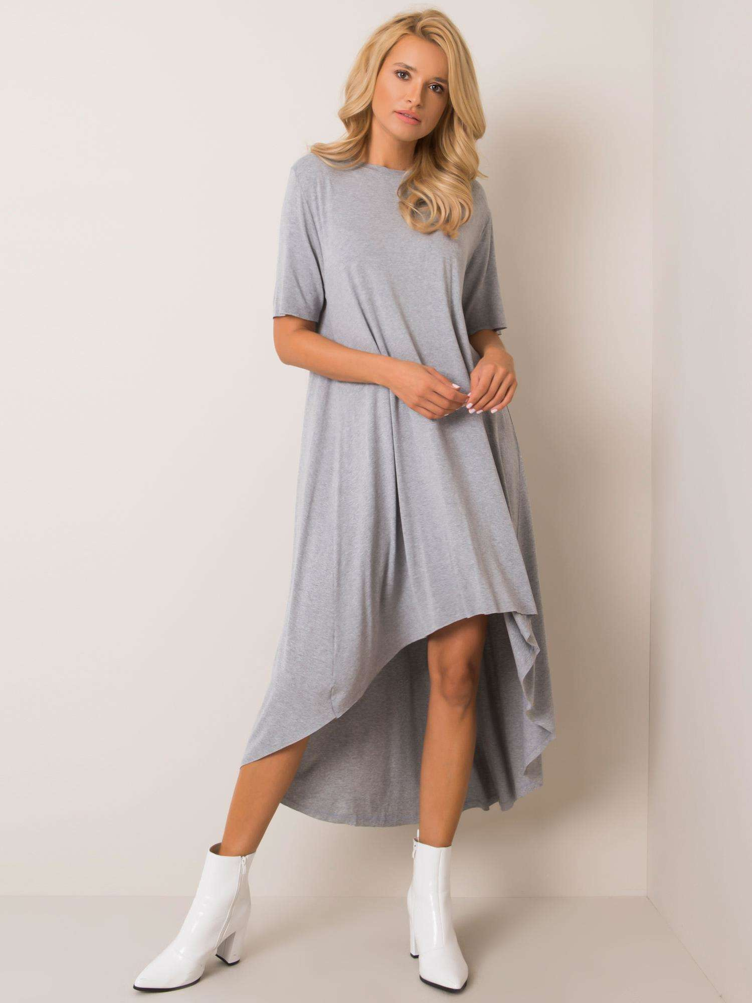 Šedé asymetrické šaty RV-SK-R4889.09-grey Veľkosť: L/XL