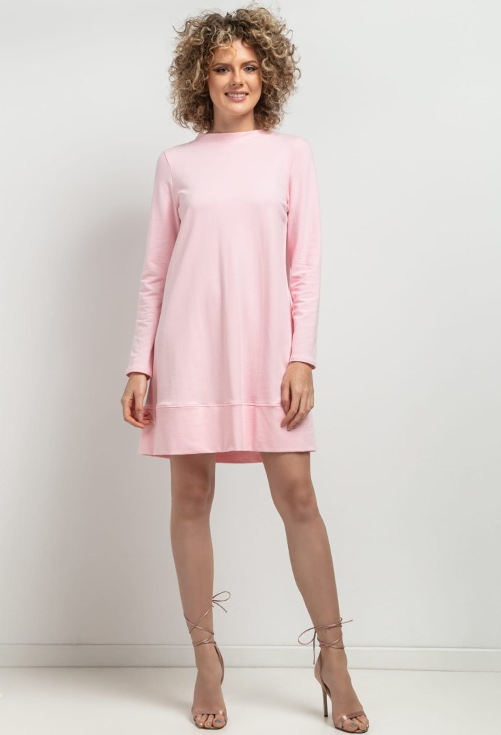 Svetloružové šaty mama a dcéra s ozdobným riasením v spodnej časti MMM36 - light pink Rozmiar: S/M