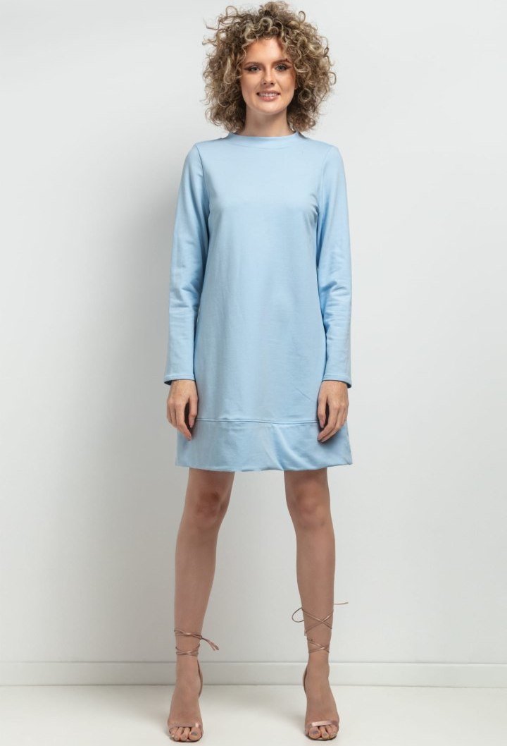 Svetlomodré šaty mama a dcéra s ozdobným riasením v spodnej časti MMM36 - light blue Rozmiar: XXL/3XL