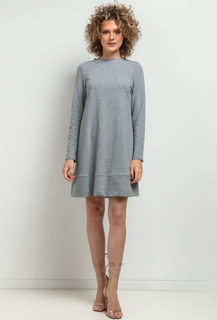 Svetlosivé šaty mama a dcéra s ozdobným riasením v spodnej časti MMM36 - light grey Rozmiar: S/M