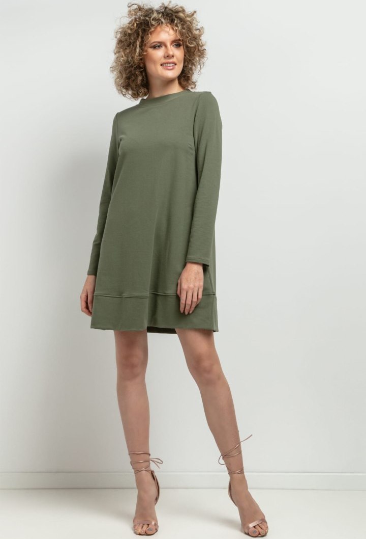 Tmavozelené šaty mama a dcéra s ozdobným riasením v spodnej časti MMM36 - dark green Rozmiar: S/M
