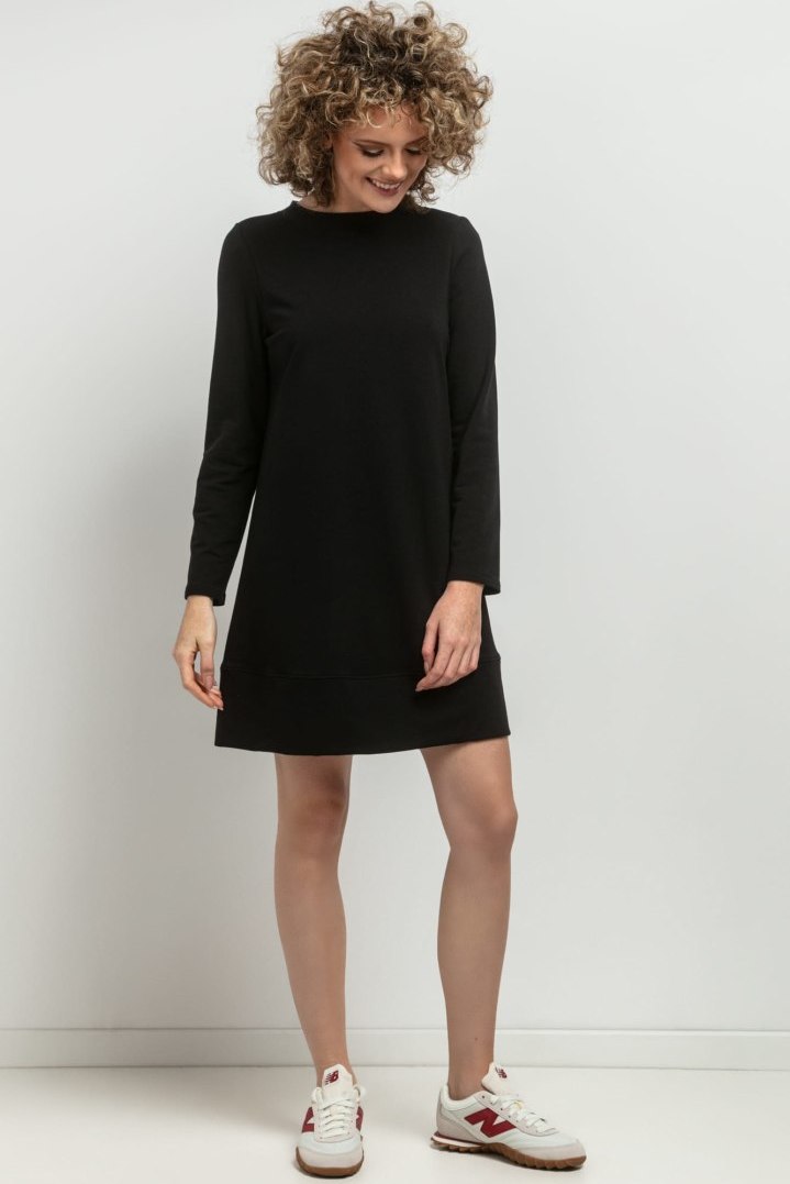 Čierne šaty mama a dcéra s ozdobným riasením v spodnej časti MMM36 - black Rozmiar: XXL/3XL