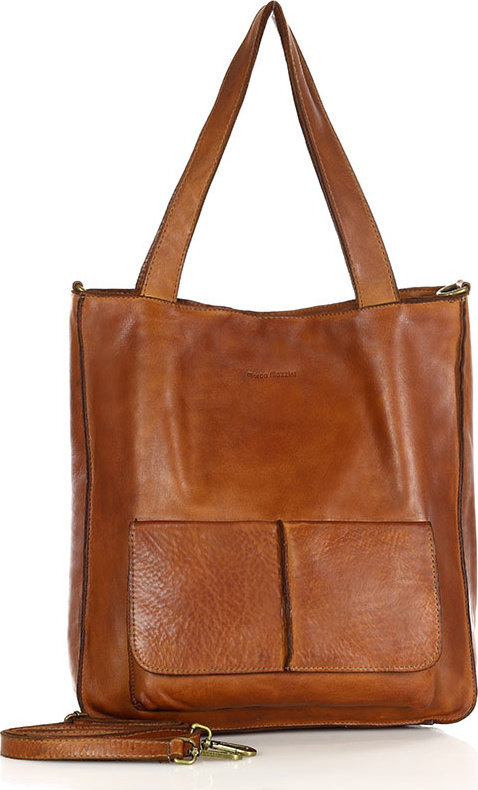 MARCO MAZZINI Camel dámska kožená shopper kabelka (v234b) Veľkosť: ONE SIZE