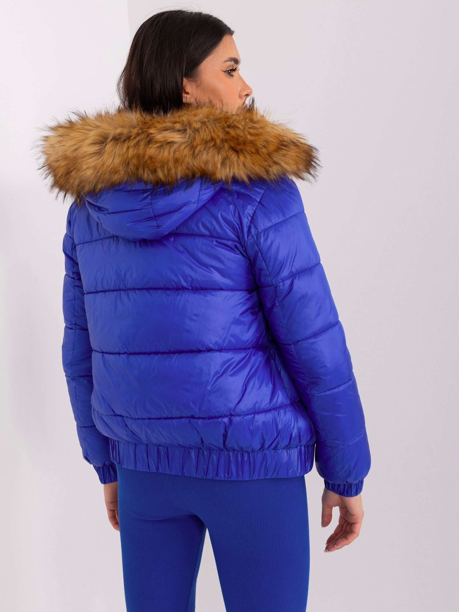 Modrá prešívaná bunda s odnímateľnou kapucňou NM-KR-TR8177.96P-blue Veľkosť: M
