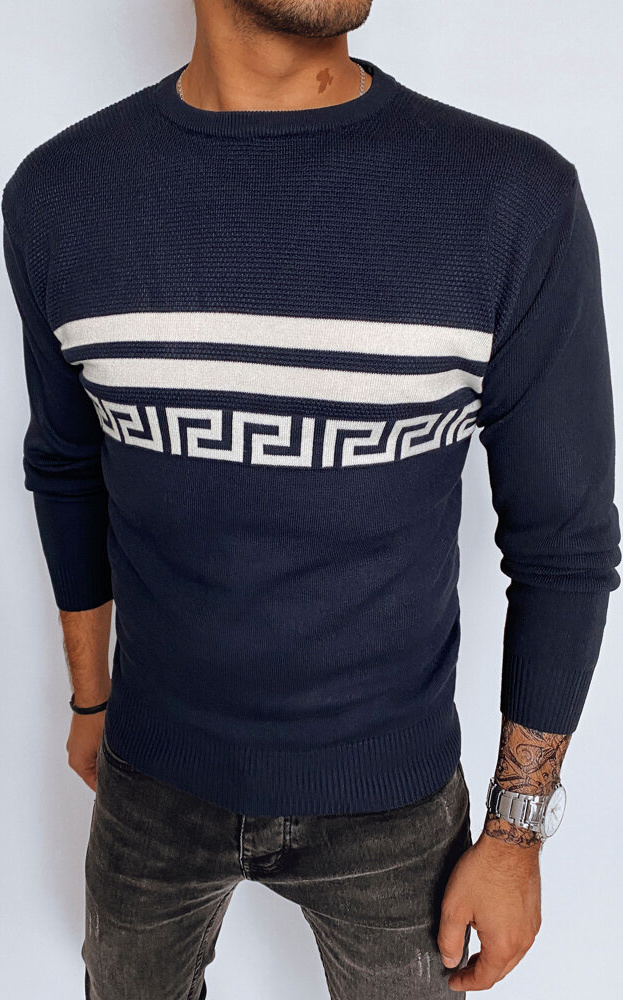 Tmavomodrý sveter s pruhmi WX2113 Veľkosť: 2XL